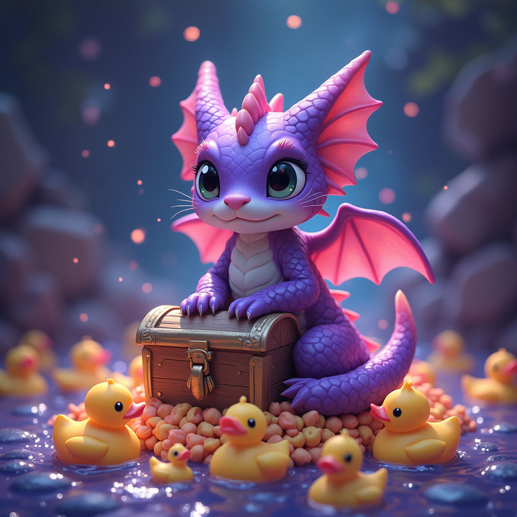 Dragon Sits on Rubber Duck Treasure Trove