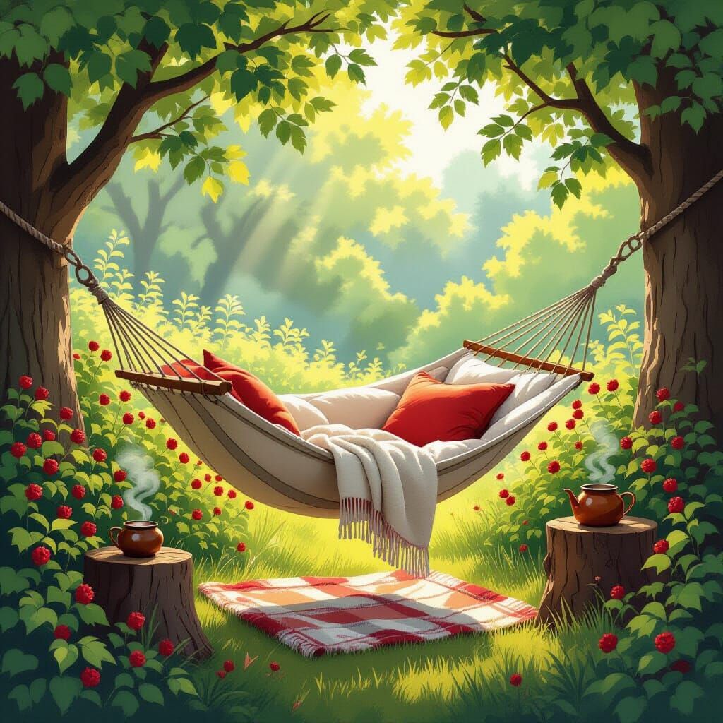 Idyllic Garden Hammock in Storybook Style
