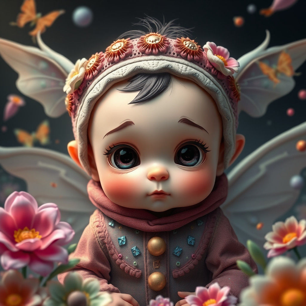 Cute Baby in Fantastical Matte Painting