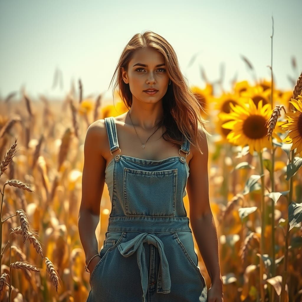 Female Farmer Harvesting Crops on a Hot Summer Day