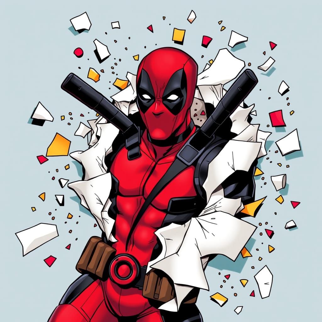 Deadpool Emerges from Shredded Comic Book in High-Energy Com...