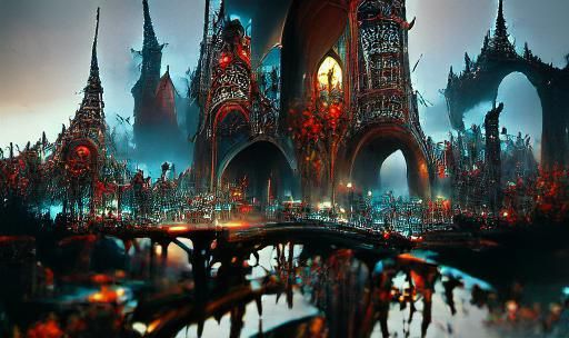 Gothic Steampunk City Concept Art in Rich Color