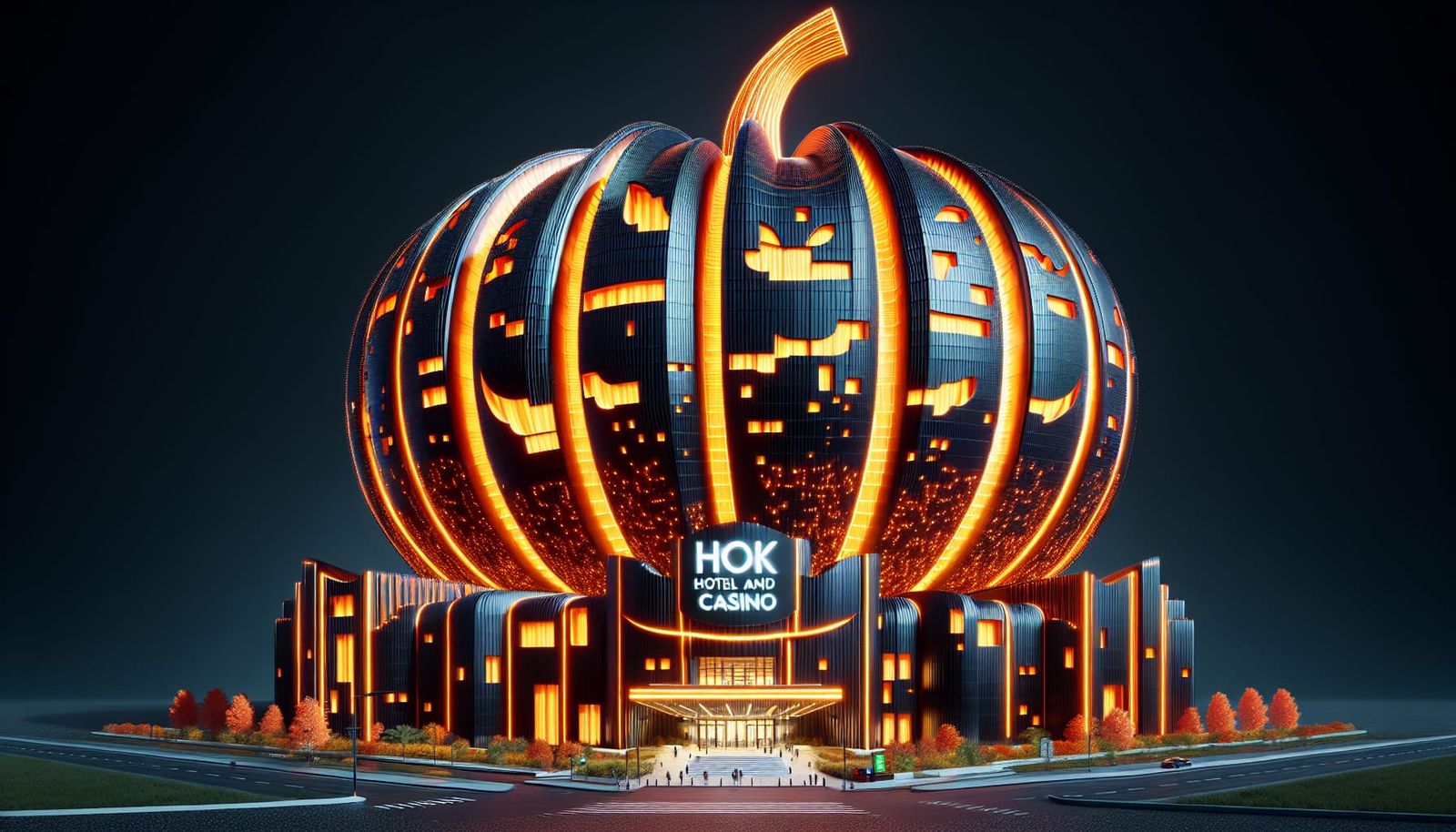 Bioluminescent Jack-o'-Lantern Hotel and Casino Design