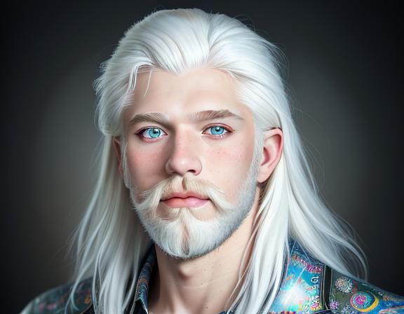 Handsome white-haired man