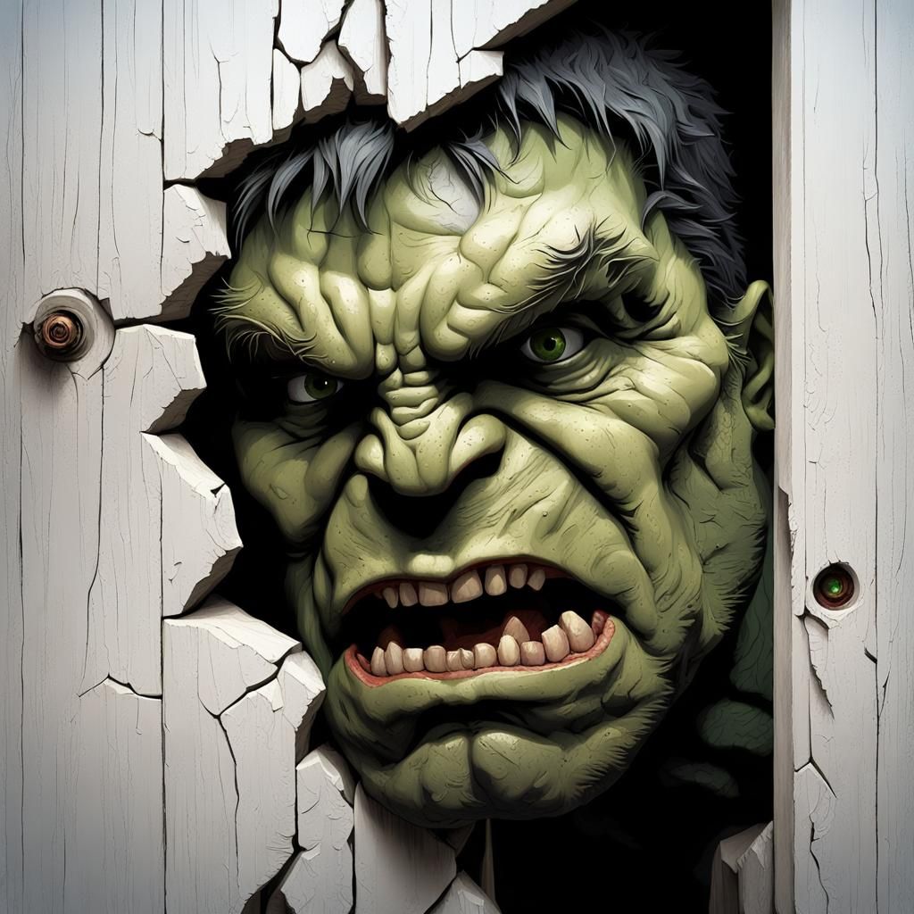 Hulk Emerges from Door: Dark Concept Art