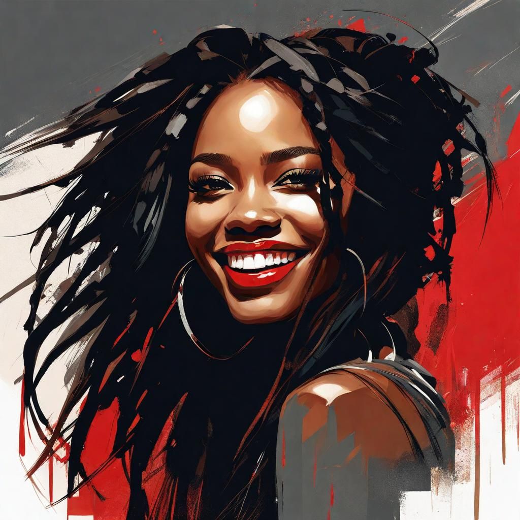 Smiling African American Woman with Dreadlocks, Russ Mills S...
