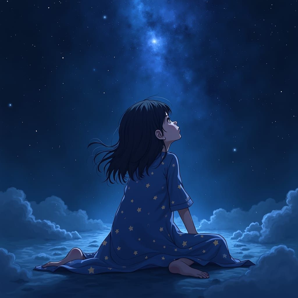 Lost Girl in Galaxy, Anime Style Wallpaper