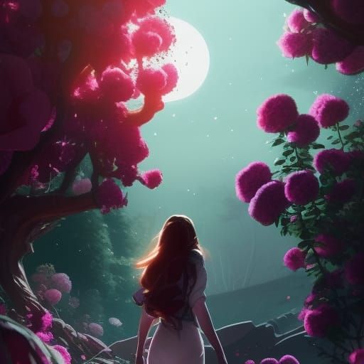 Moonlit Roses: A Digital Art Concept