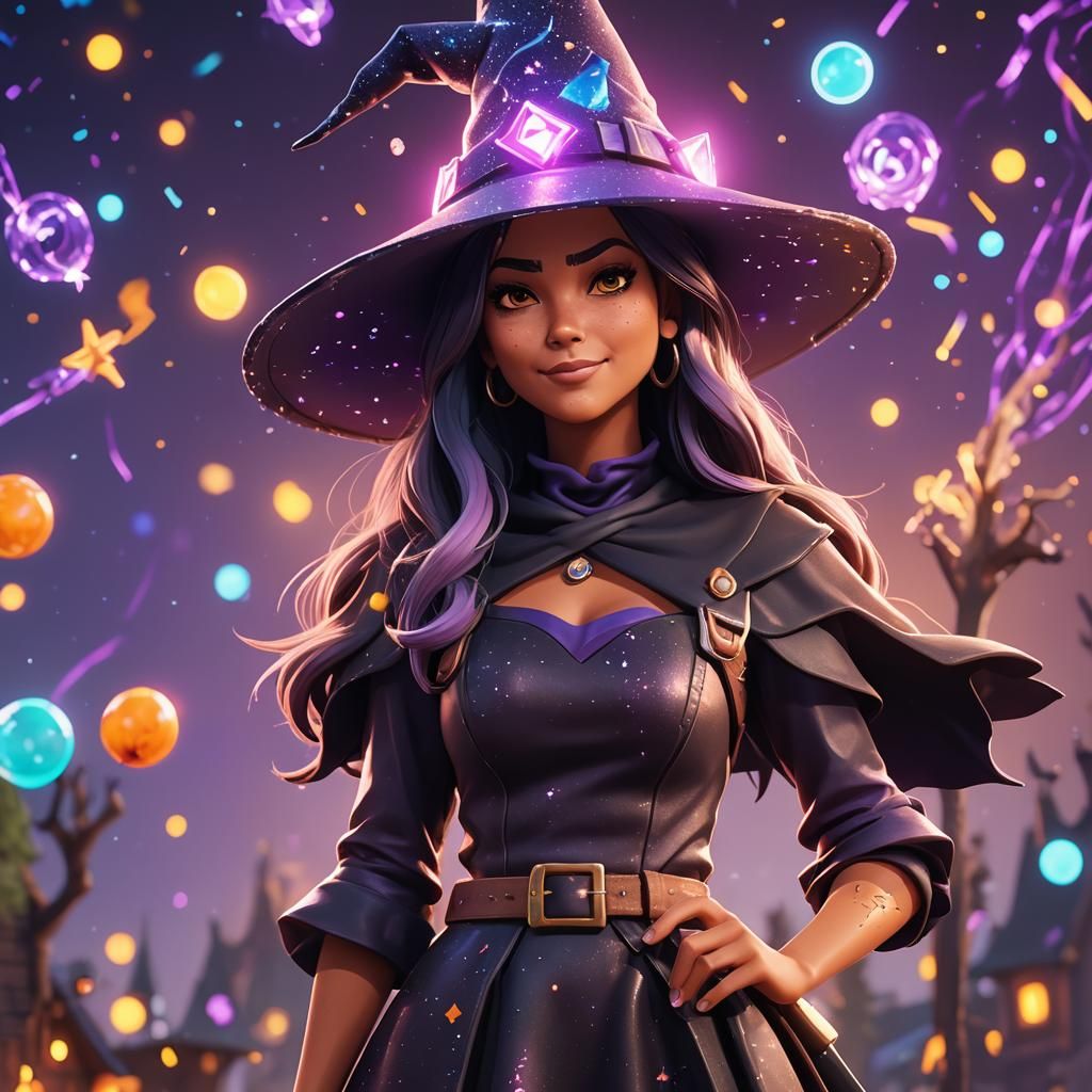 Fortnite Witch Character in Pixar 3D Style