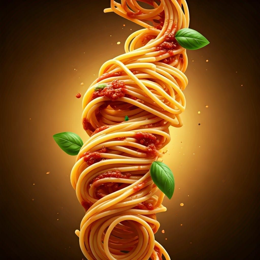 Flying Spaghetti with Tomato Sauce and Basil