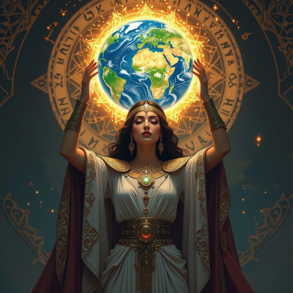 Goddess Holding Earth Matte Painting
