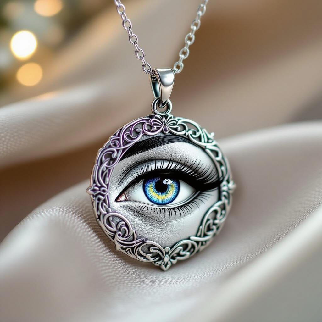 Silver Amulet in Art Nouveau Style