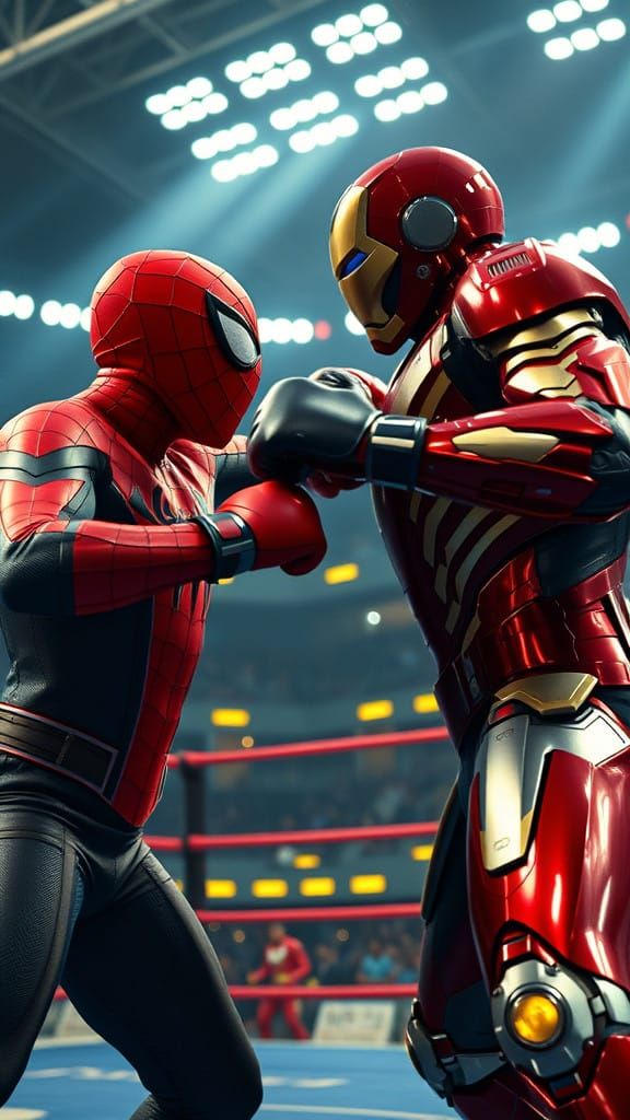 Epic Boxing Showdown: Spider-Man vs Iron Man in Futuristic A...