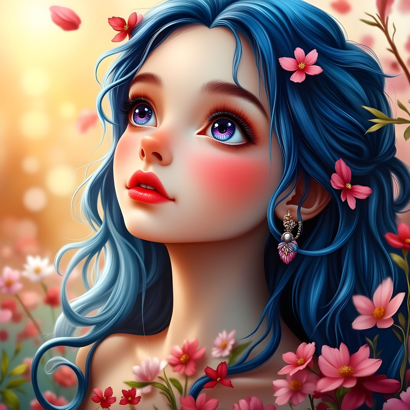 <lora:Dreamy Glow:1.0> A Big dreamy eyed whimsical small gir...