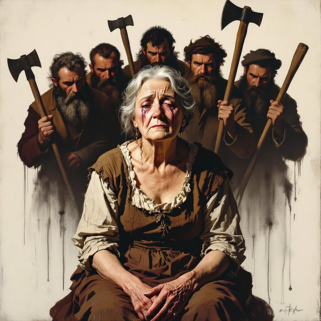 Elderly Woman's Dignity Amidst Hostile Mob