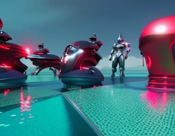 Robots Clean Rococo Pool in Baroque Sci-Fi Style