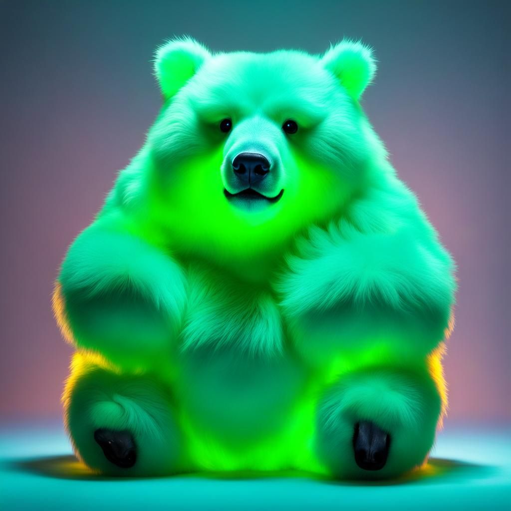 Bioluminescent Furry Bear in a Slime Spring