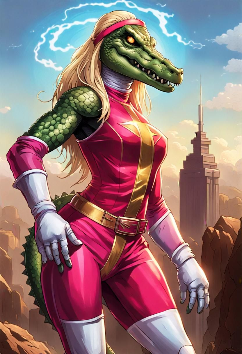 Kaiju Crocodile Superhero in Comic Book Art