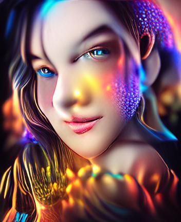 Iridescent Genie in 3D with Bokeh Effect