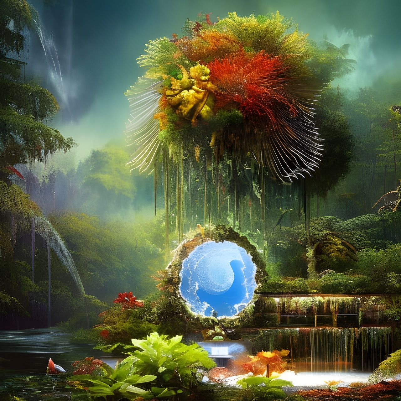 Yin Yang Water Balance in Sci-Fi Art Style