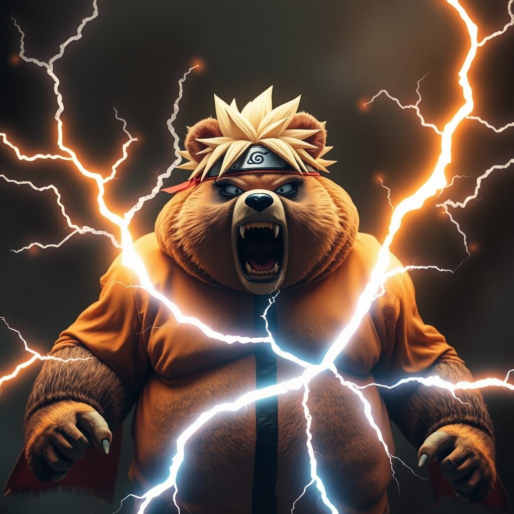 Obese Bear-Naruto with Explosive Lightning Power