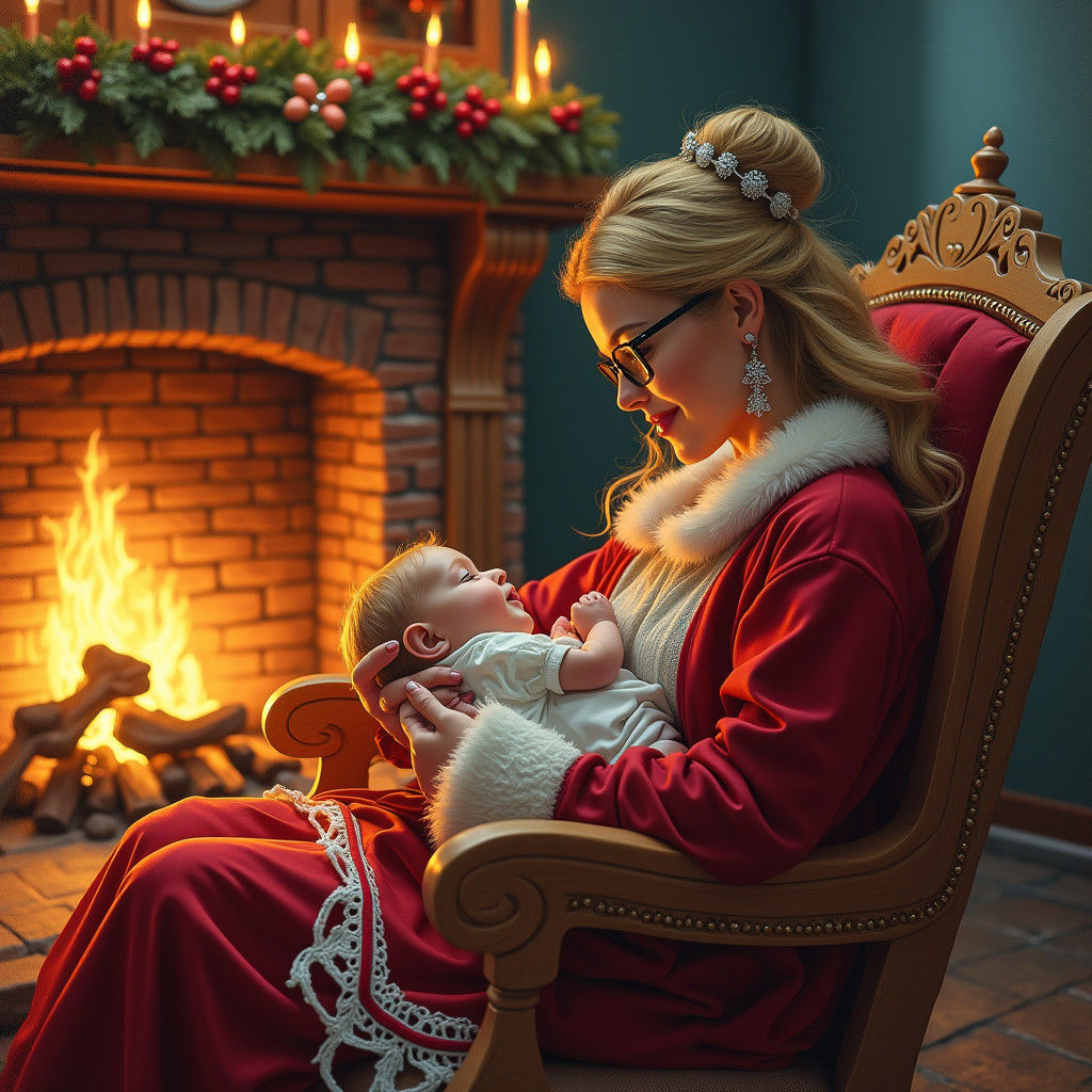Gingerbread House: Santa Mother and Child in Hyperrealism