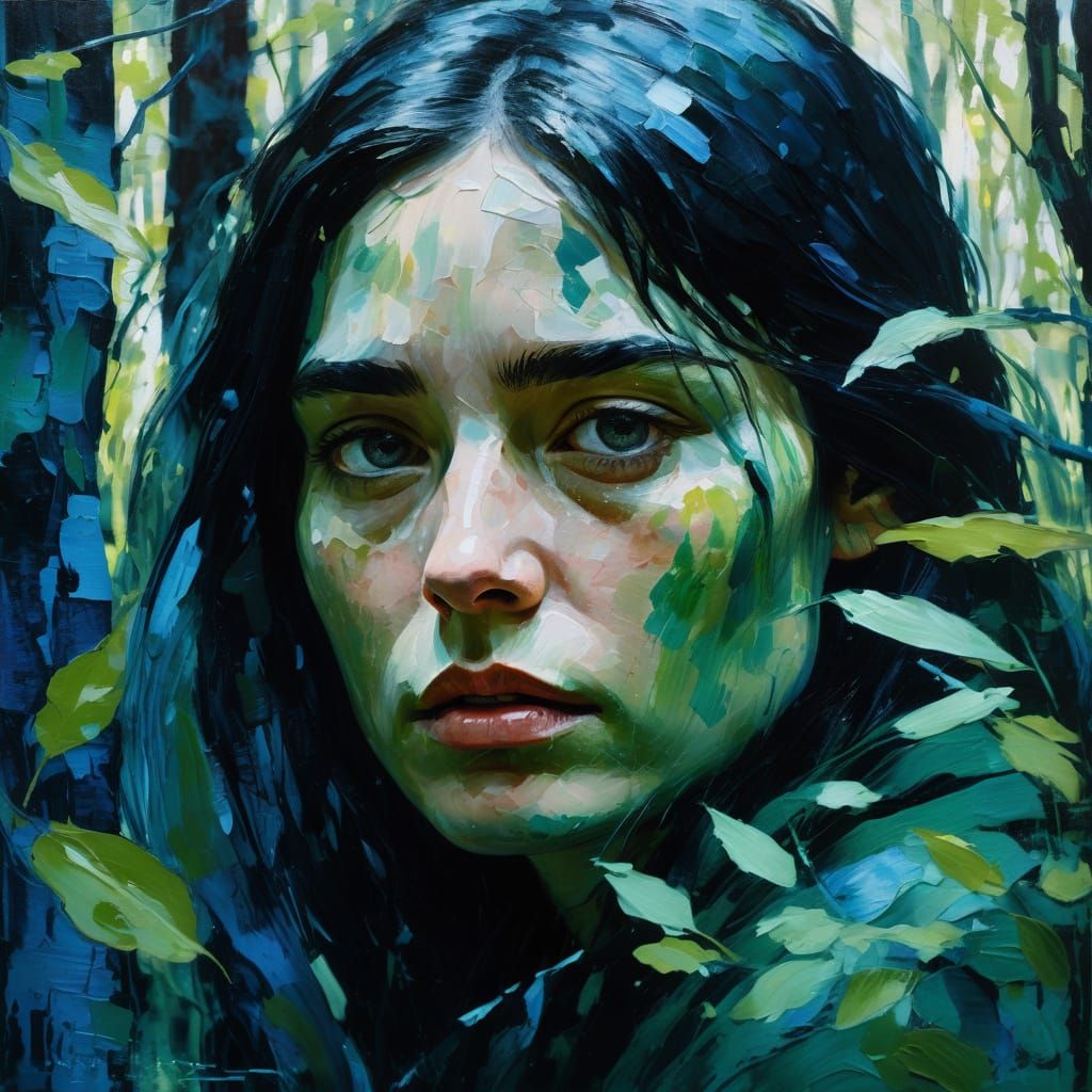 Mystical Forest Beauty in Neo-Impressionist Brushstrokes