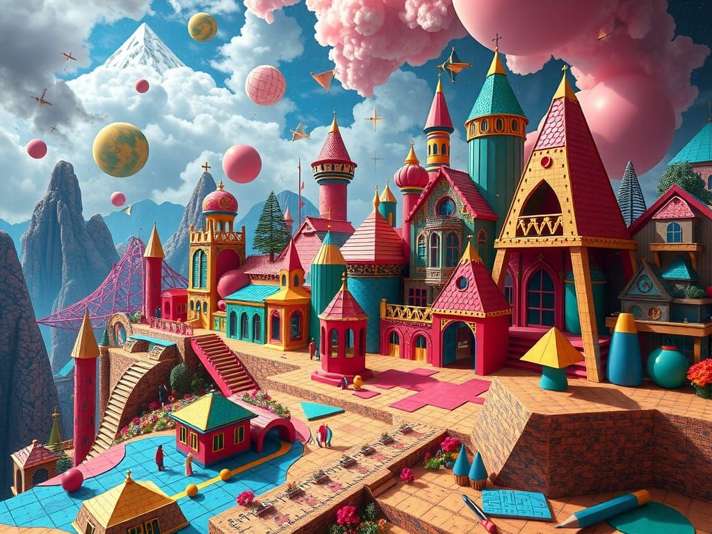 Surreal Math Wizard's Whimsical Abode