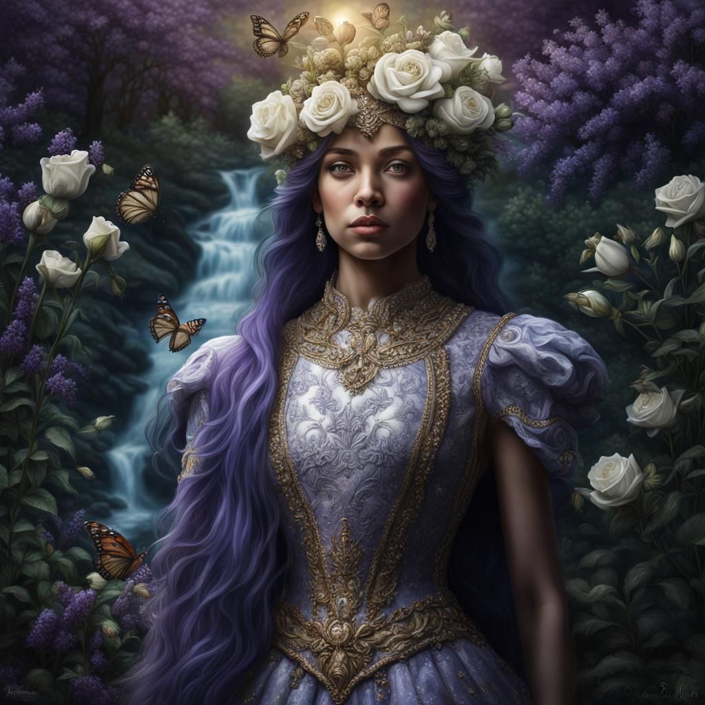 Hyperrealistic Irish Queen Goddess with Horse