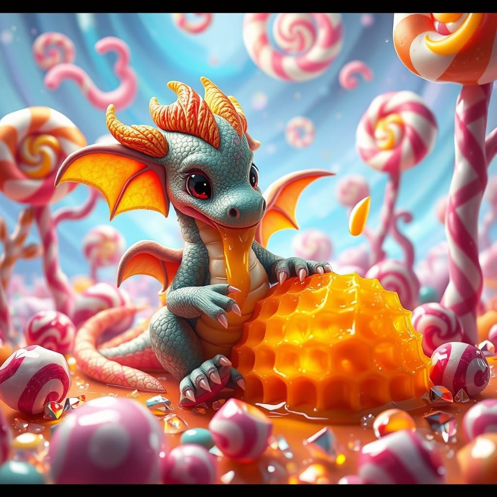 Surreal Dragon in a Whimsical Candyland Dreamscape