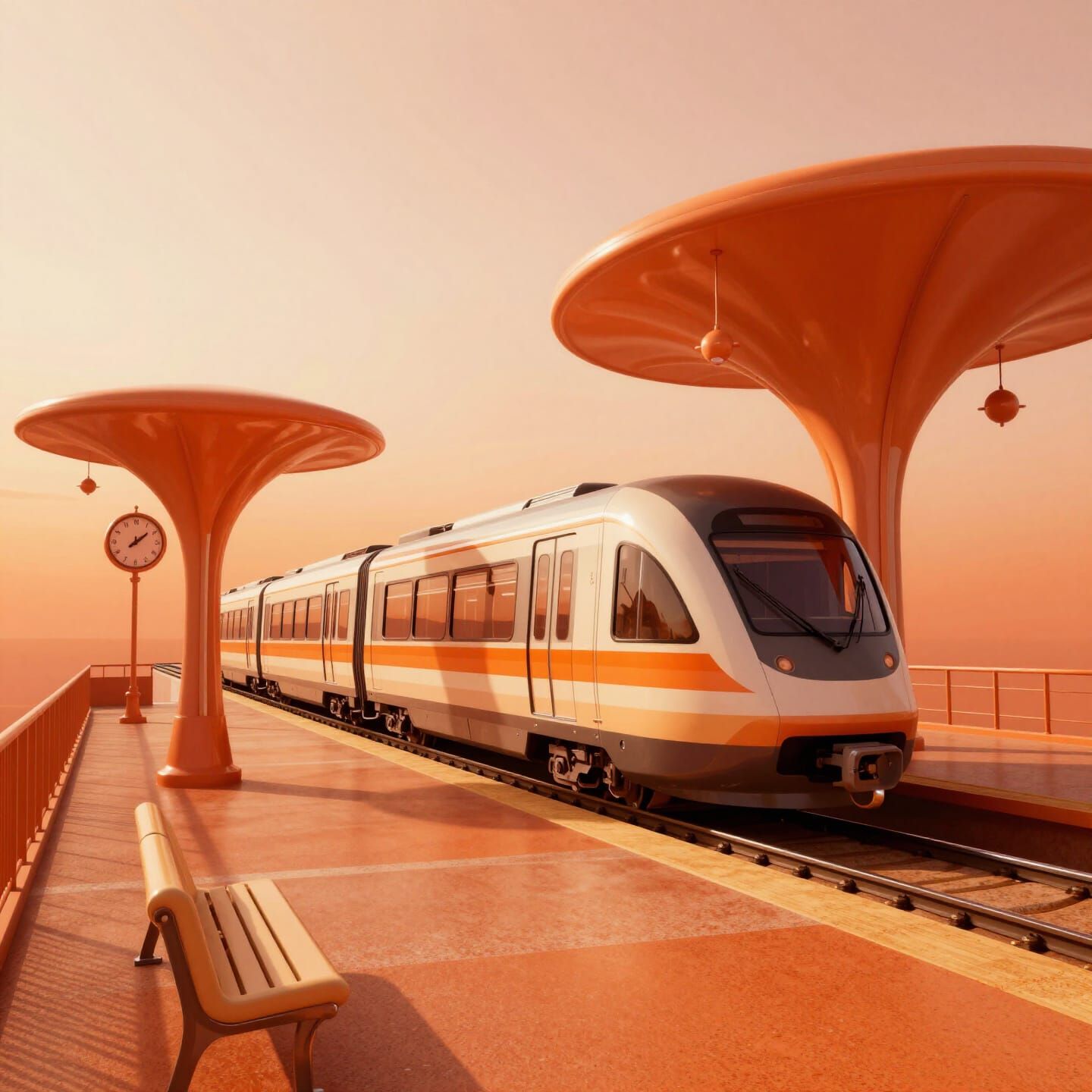 Retro Futurism Transit Station in Orange Spectrum