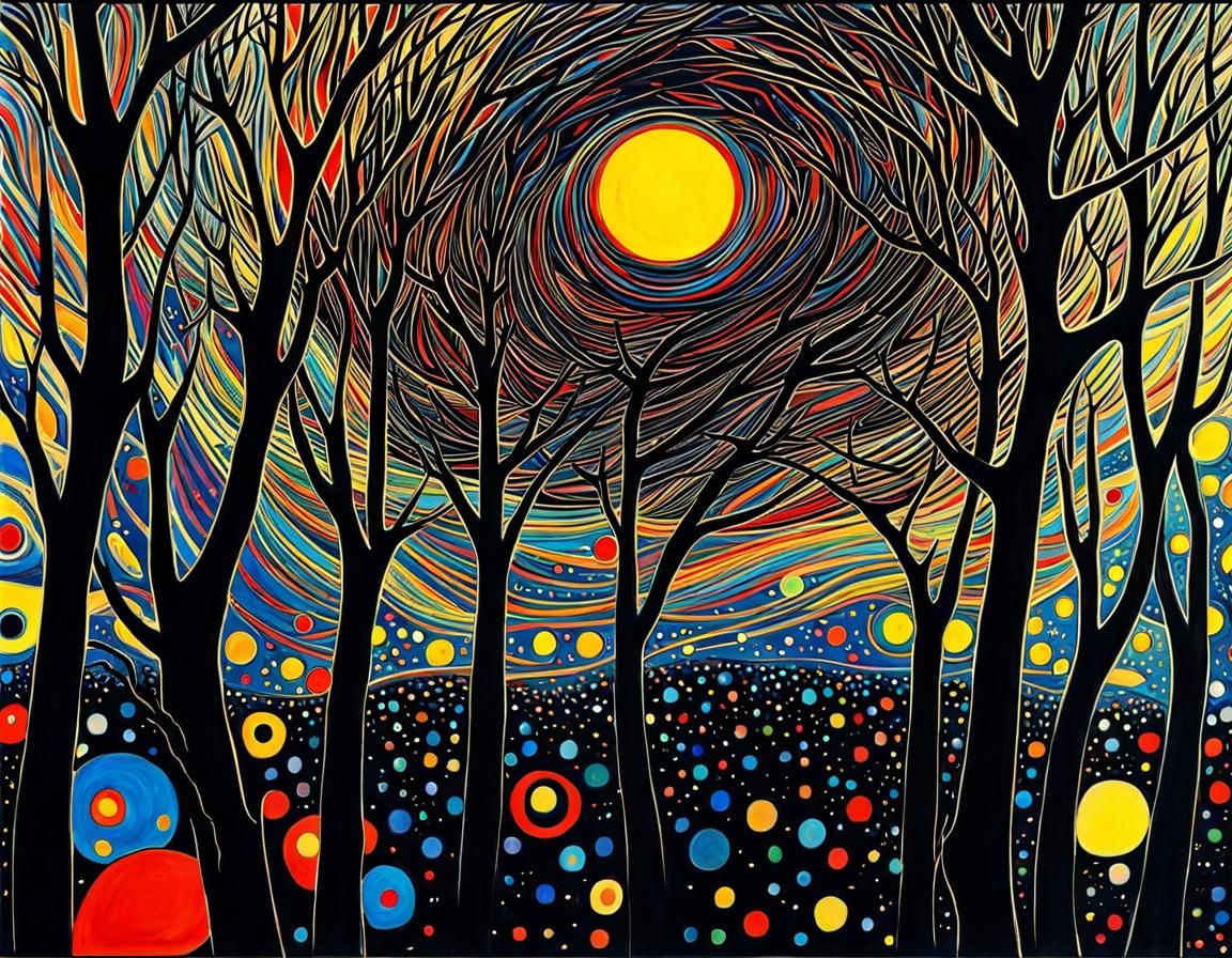 Abstract Forest Scene in Pollock Style