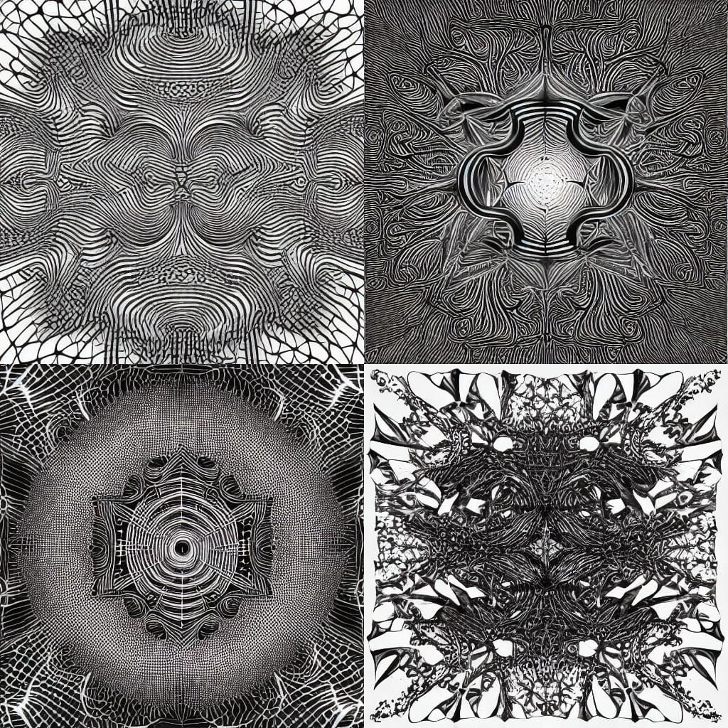 Abstract Vector Fractal with Zentangle and 3D Shading