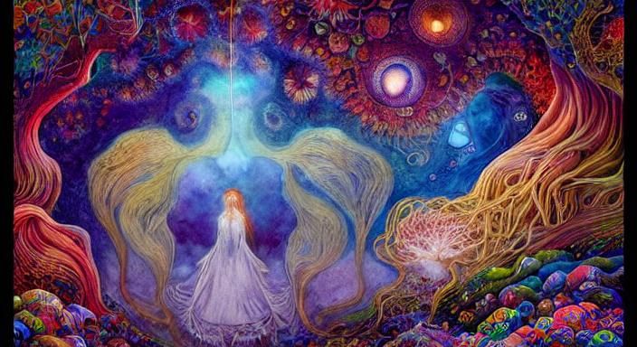 Connected to Nature: Colorful Ink Flow Magic Realism