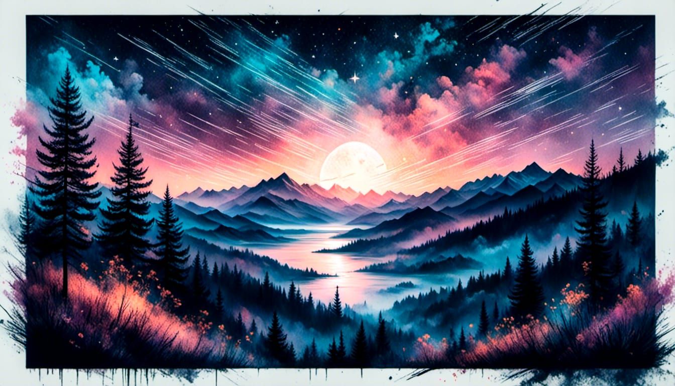 Double Exposure: Twilight Sky Meets Tranquil Town