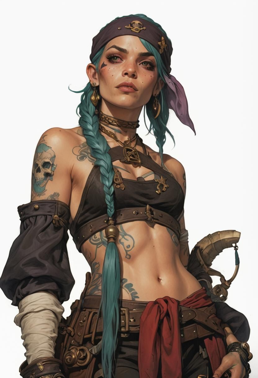 Jinx as a Pirate: Cinematic Illustration