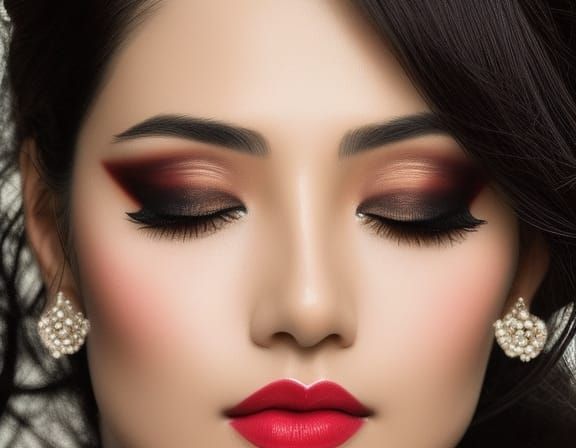 Elegant Japanese Woman Portrait in Charcoal and Watercolor