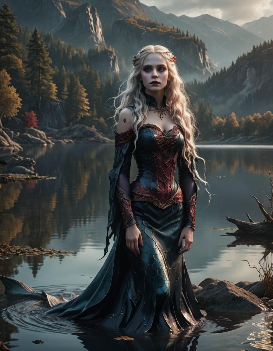 Vampire Mermaid Child as Scandinavian Goddess