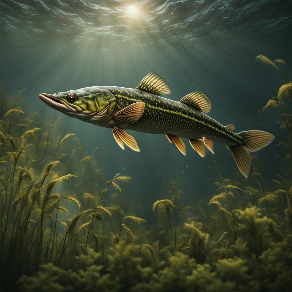 Pike Hunting Among Weeds: Digital Matte Painting
