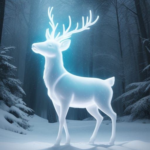 Bioluminescent Spirit Deer with God Rays