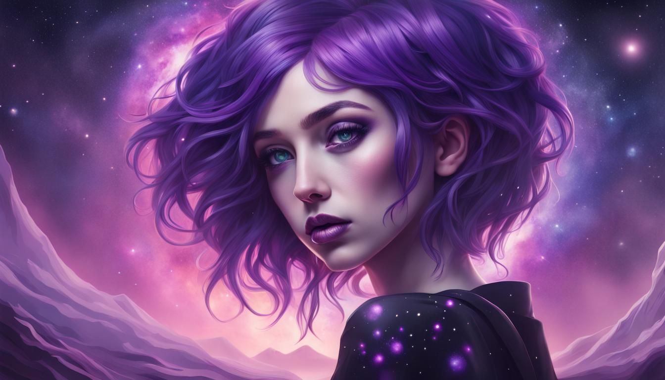 Enchanting Galactic Artist Girl Portrait