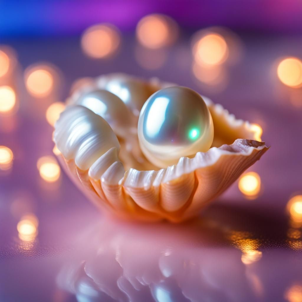 Luminous Pearl Inside Open Seashell