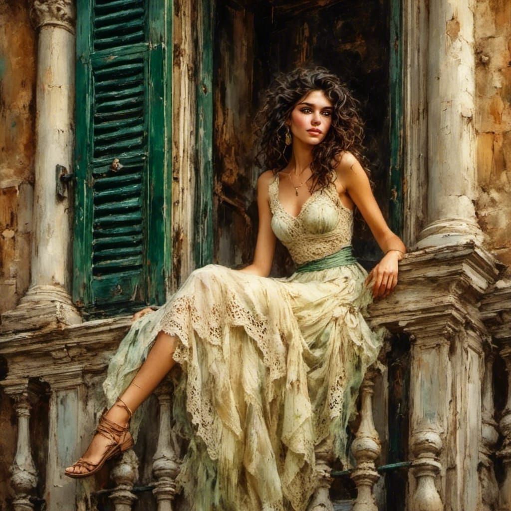 Renaissance Woman on Venetian Balcony