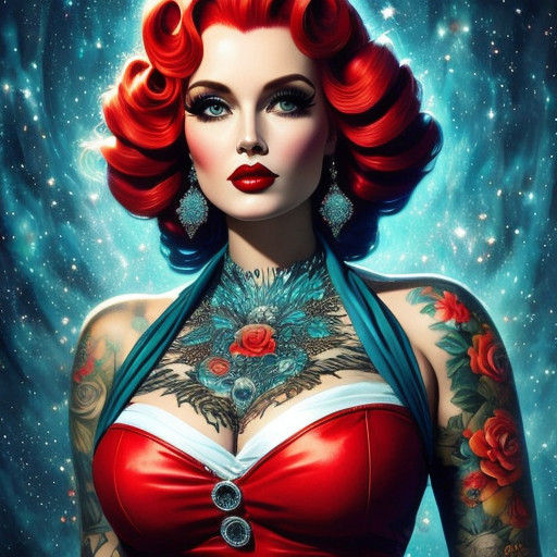 Sultry Plus-Sized Woman in Punk Rock 1950s Hybrid Style