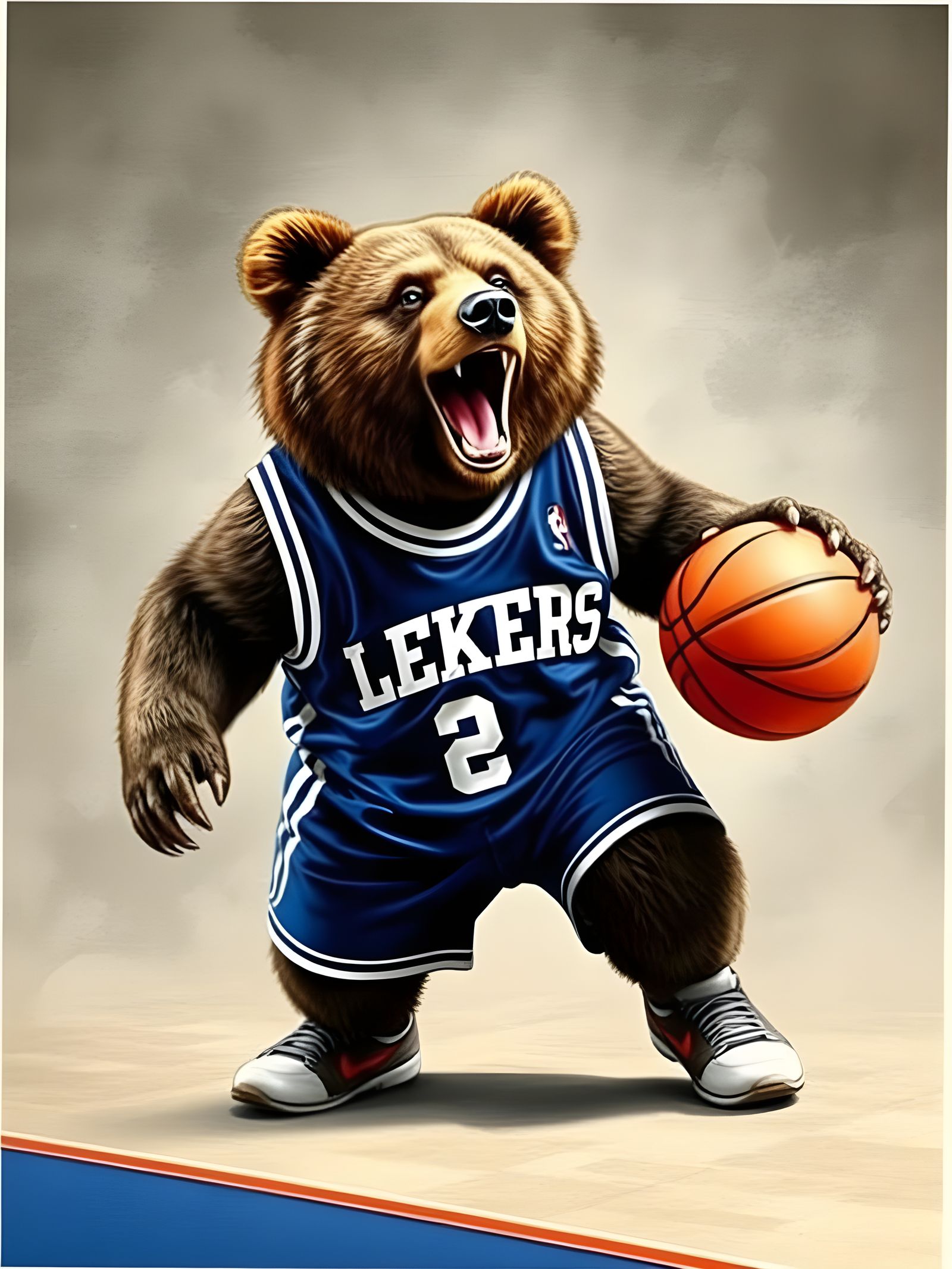 Bear Basketball Player in Leakers Uniform