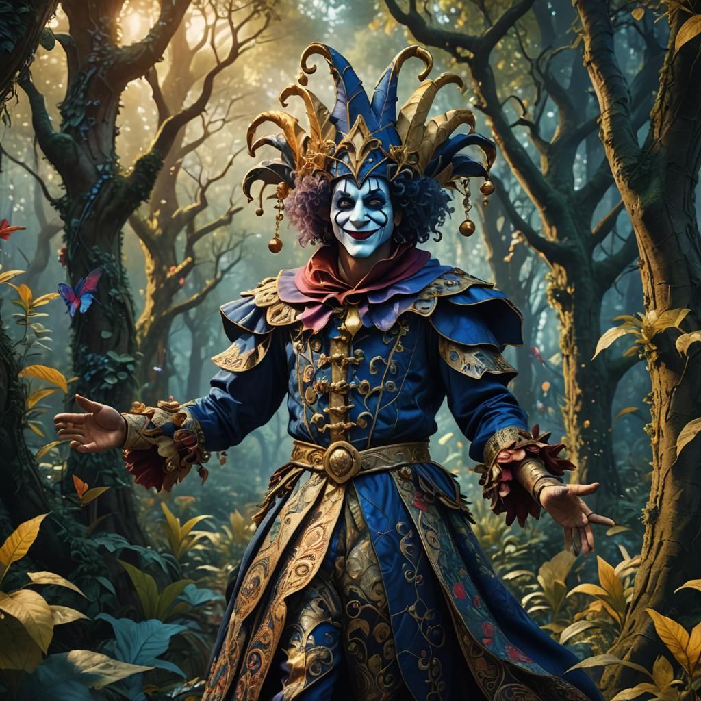 Jester in Mystical Forest: Fantasy Concept Art