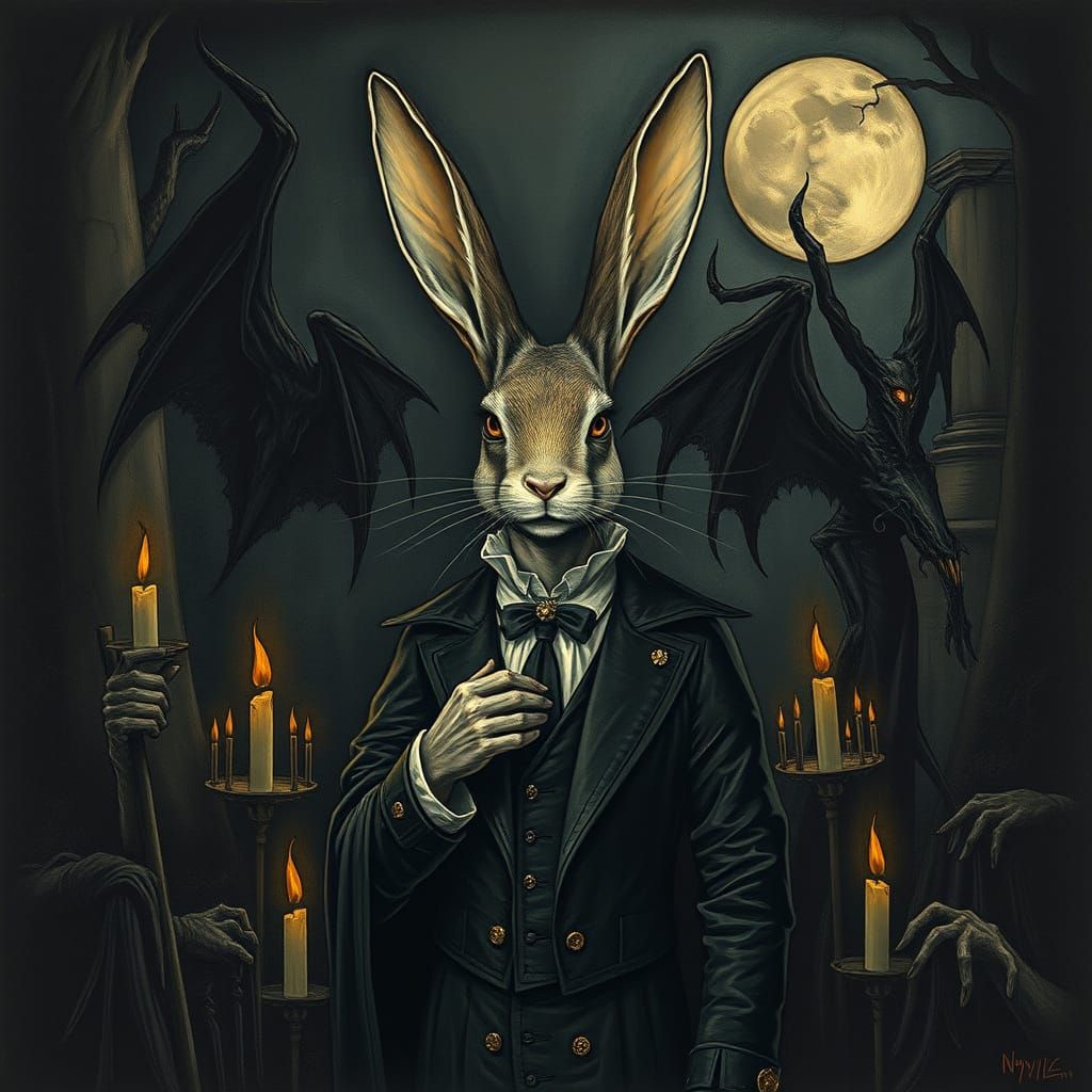 Vain Rabbit with Vampires: Egon Schiele Inspired Art