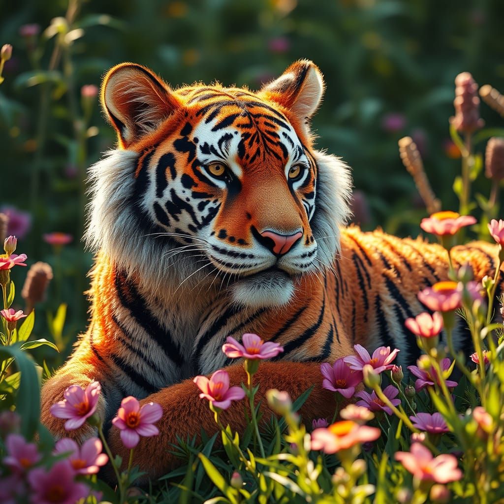 Wildflower Tiger in Sunlight: Matte Painting