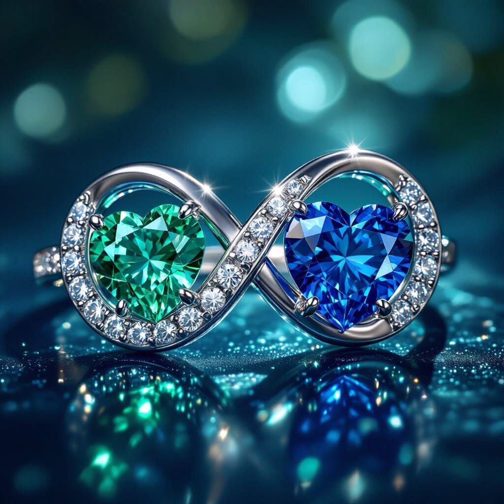 Emerald and Sapphire Heart Infinity Symbol Jewelry