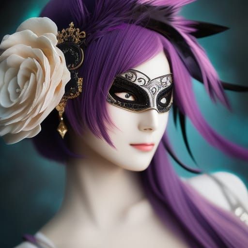 Anime Style Masquerade Mask Digital Illustration